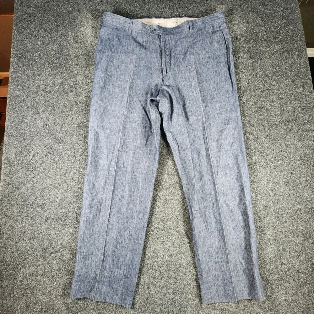 Joseph Abboud Heritage Men's Blue 100% Linen Angelico Italian Fabric Pants 40x30